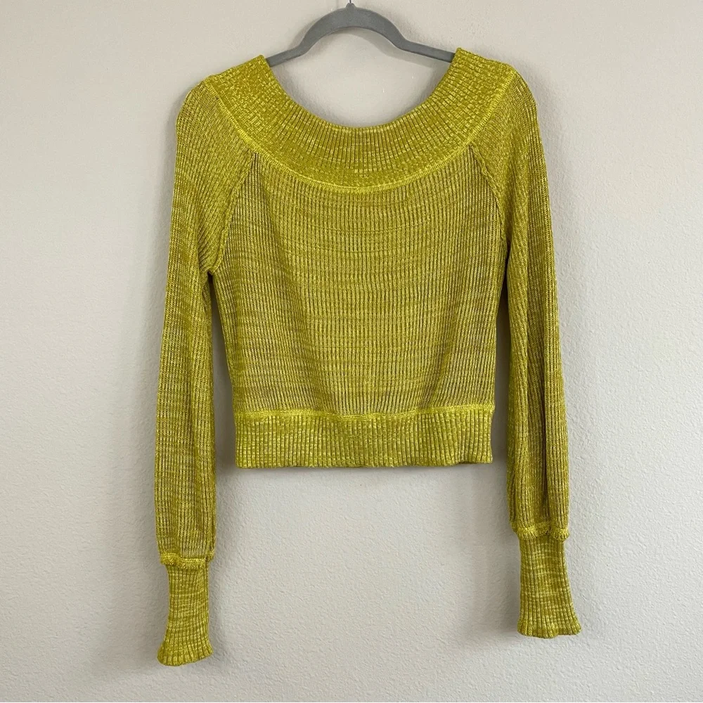 Free People Rush‎ Crush Off the Shoulder Crop Sweater in Verbena Combo Size XS